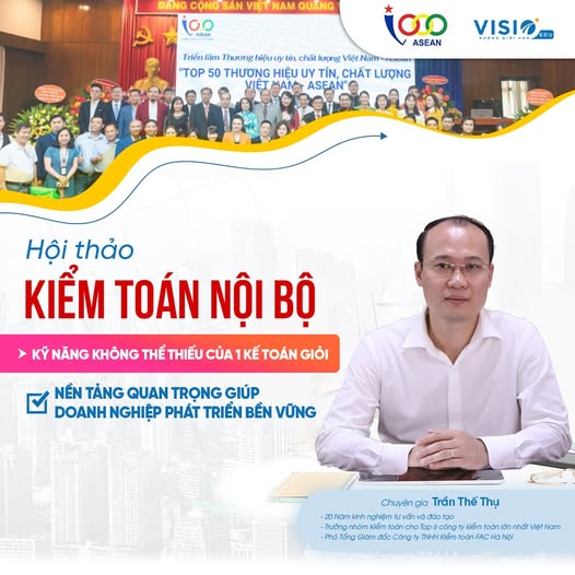 Hội Phát triển hợp tác kinh tế Việt Nam – ASEAN mời dự Hội thảo với chủ đề “Kiểm toán nội bộ”.